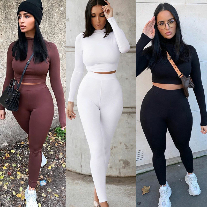 Women's casual two-piece slim long-sleeved tracksuit_voghion.com