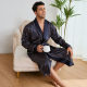 Yaoting Summer Nightgown Men's Luxury European and American Style Striped Pajamas Home Comfortable Ice Silk Bathrobe WP3345