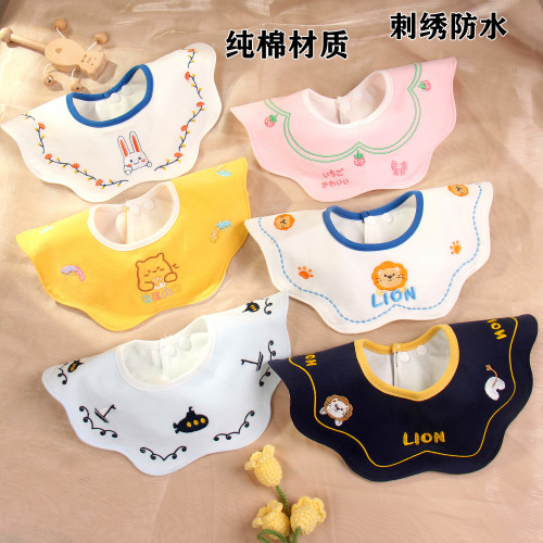  new embroidered 360-degree rotatable male and female baby bibs newborn double scarf baby saliva towel