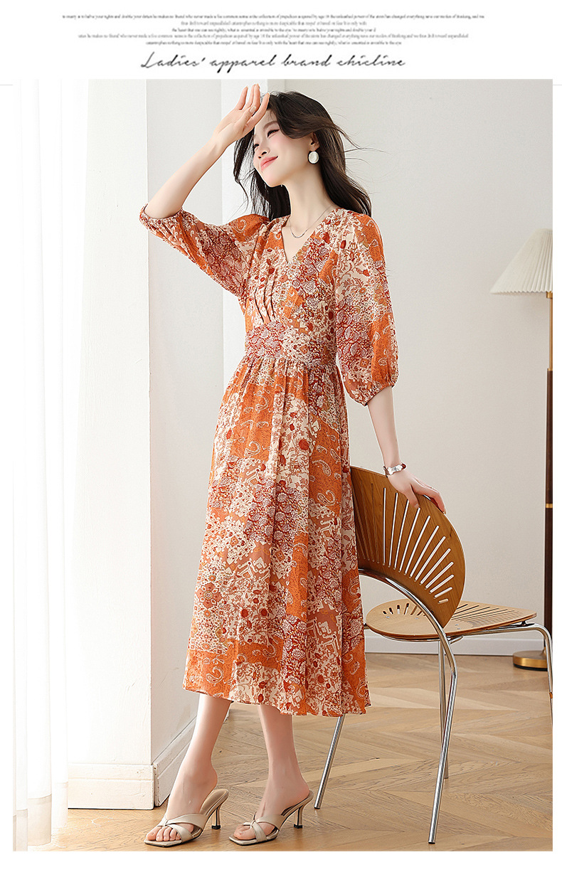 Đầm maxi nữ thắt eo họa tiết hoa nhí xòe lớn dáng suông — màu sắc, xanh lam chi tiết 21