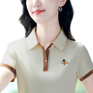 Short-sleeved T-shirt Women's Summer Light Luxury High-end European Station Unique Beautiful Small Top Design Niche Polo Shirt