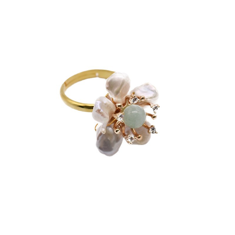 XlentAg 925 plata esterlina natural anillo de flores barrocas estilo nacional simple anillo ajustable anillo de cola para mujeres