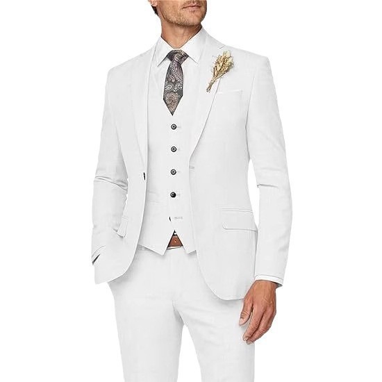 Nuevo traje de hombre conjunto de tres piezas casuales de negocios banquete de baile delgado traje de boda vestido de playa