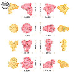 Undersea animal cookie mold 3D three-dimensional frosted cake household baking plastic cookie press-type fruit cutting mold