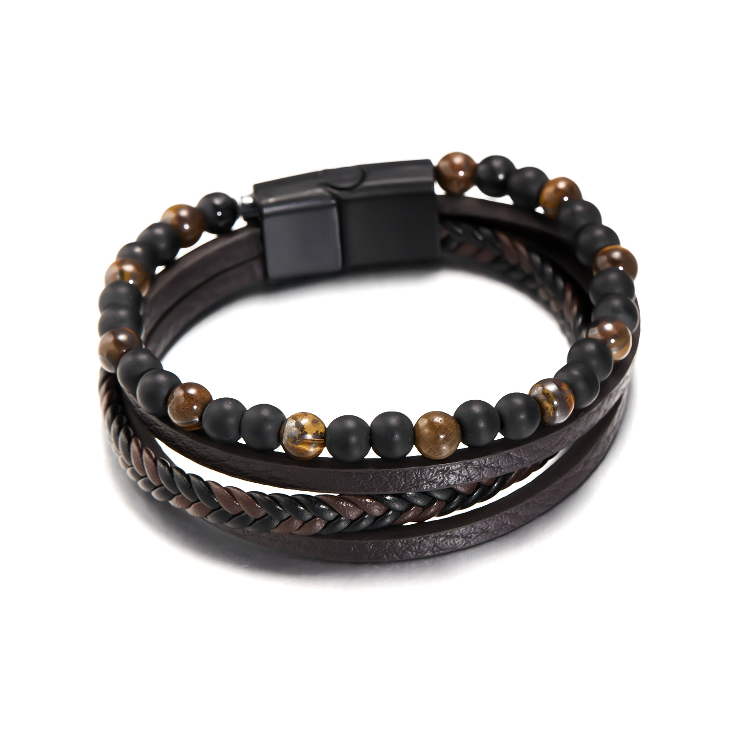 30g Weight Bracelets Classification 1 Piece Quantity Daily, Street Occasion Pu Leather Material Geometric Pattern Men's Gender Braid Design Retro Style Retro Geometric Pu Leather Braid Men's Bracelets Men Cuff & Bangle 8