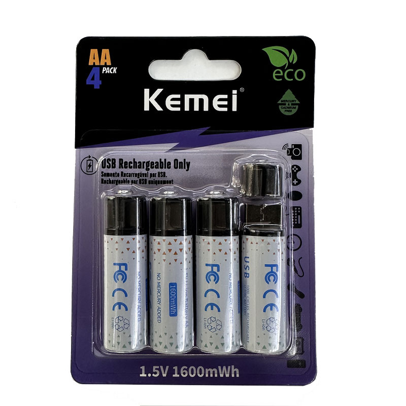 Batería recargable de corte de pelo Komei 1600mWh batería seca 5, batería de litio recargable USB al por mayor