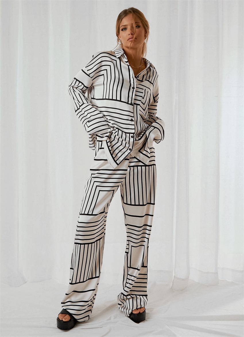 Women's Fashion Stripe Spandex Polyester Printing Pants Sets display picture 3