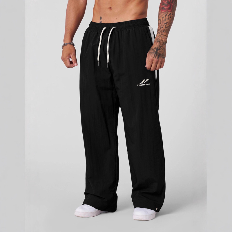Youngla American New Jogging Sports Fitness Men's Sweatpants Loose Casual Wide Leg Trendy Patchwork Trousers