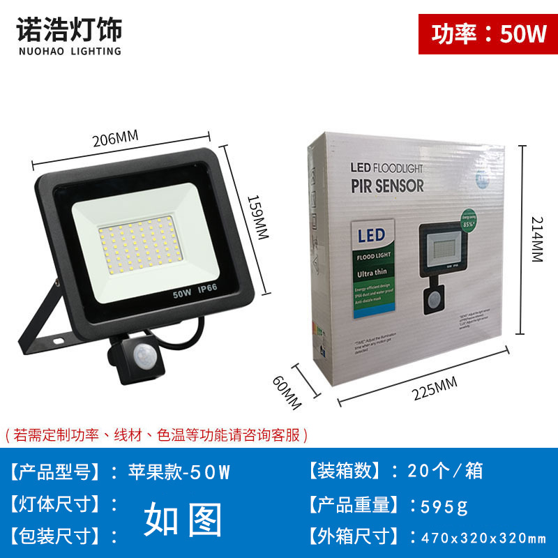 lámpara de proyección LED infrarroja luz de inducción corporal industrial inteligente al aire libre impermeable garaje lámpara de iluminación de patio