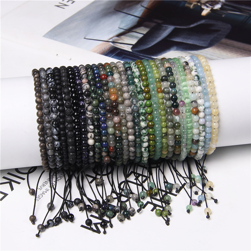 Cross-border Hot Sale 4mm Natural Stone Crystal Semi-precious Stone Women Bracelet Energy Pulsera Fashion Jewelry