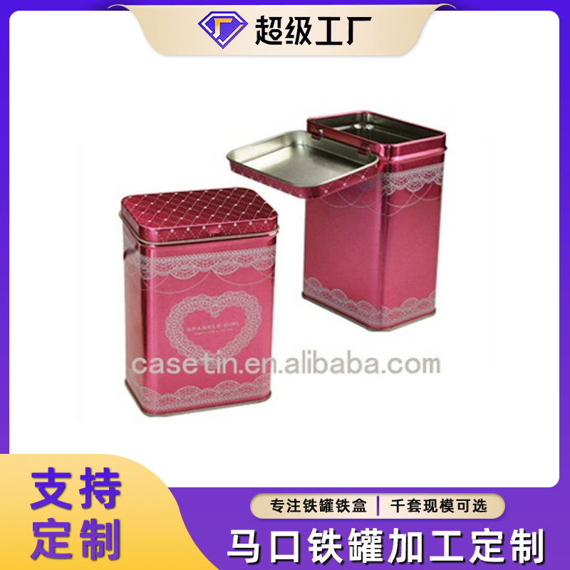 曲奇饼干铁盒 厂家定 做铰链马口铁饼干盒 UV印刷方形马口铁盒