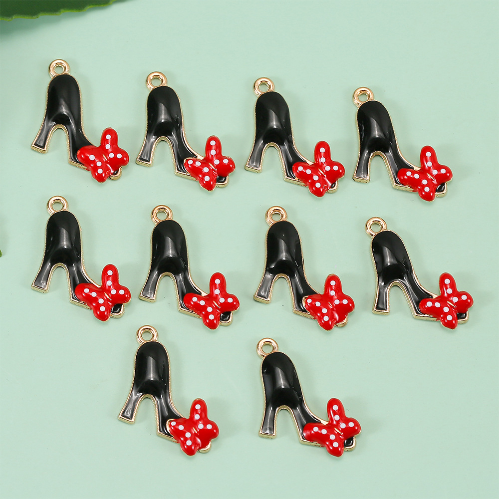 10 Pieces Simple Style High Heel Alloy Enamel Pendant Jewelry Accessories display picture 3