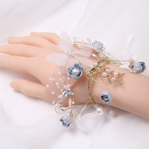 Wedding wrist flower wedding bride bridesmaid sister hand flower Korean wrist flower cloth dance gift wedding supplies