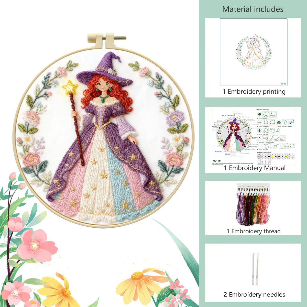Elf púrpura - paquete de materiales básicos (incluyendo instrucciones de bordado de aguja)