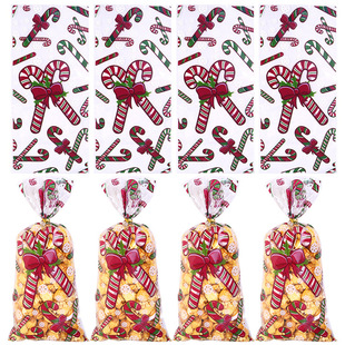 50 px Christmas crutch print OPP flat pocket candy snowflake crisp packing bag holiday party gift bag