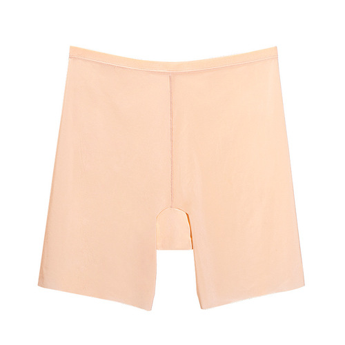 Seamless base layer anti-exposure safety pants, women's summer thin mid-to-high waist no-roll design, plus-size ice silk boxer-style shorts