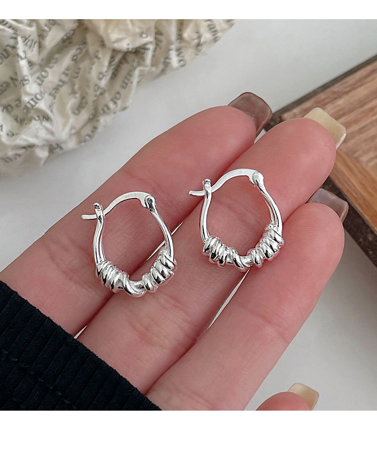 Daily Occasion 925 Sterling Silver Material Circle Pattern 1 Pair 925 Sterling Silver Circle Hoop Earrings