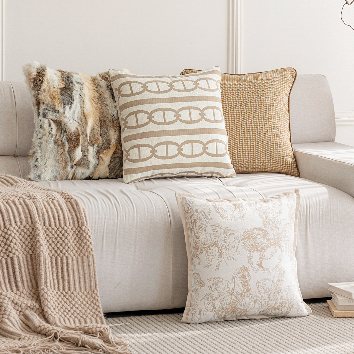 Almohada Jacquard de Chenille ligera estilo francés sala de estar sofá decoración cojín sala de patrones de hotel al por mayor cojín funda