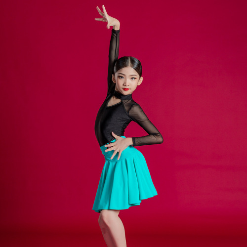 Blue brown purple Girls Latin Dance Dress Latin dance costumes dance suit children female uniforms Latin ballroom dance suit of the girls