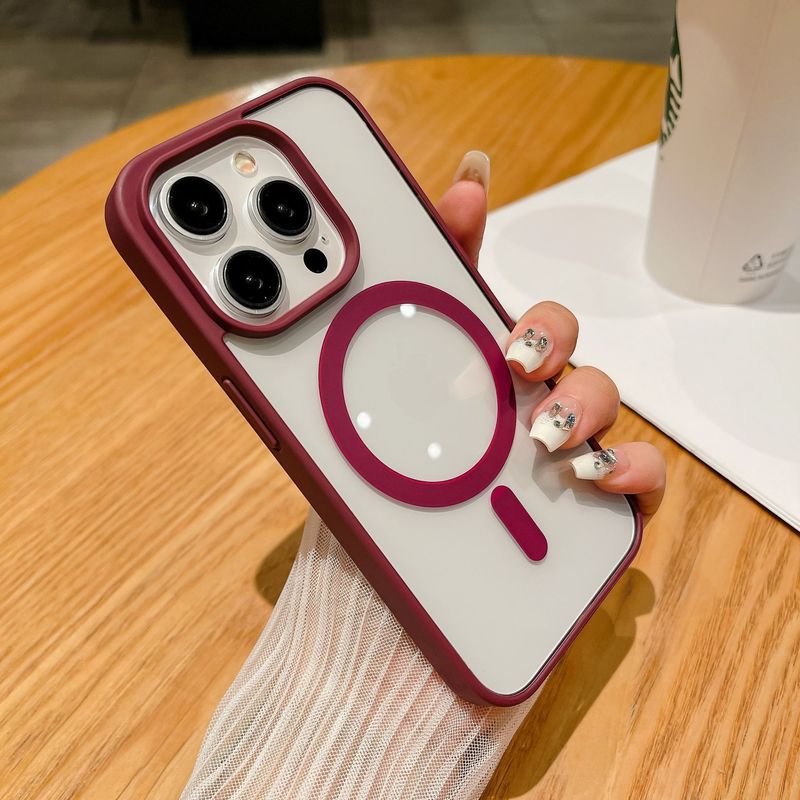 马卡龙硅胶磁吸苹果16pro透明手机硬壳iphone17亚克力磨砂保护套|undefined