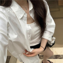 法式白色薄款长袖衬衫女夏季新款宽松慵懒风衬衣休闲外套防晒上衣