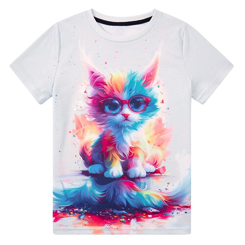 2025 New Cat Animal Pattern 3D Digital Printing Women's Summer Short Sleeve T-Shirt Fashion and Stylish Loose Top