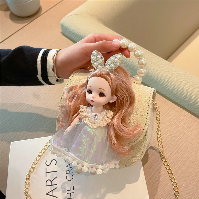 Nuevo paquete de princesa infantil coreano muñeca mochila lindas niñas bebés de un hombro bolso de perlas