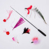 Steel feathers teasing cat stick long rod can replace the head cat toy