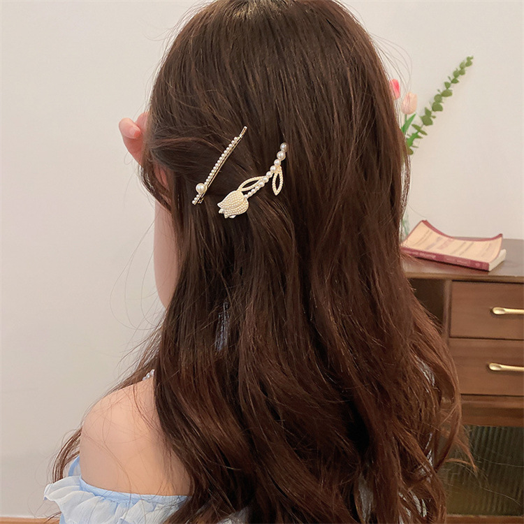 Women's Fashion Sweet Simple Style Flowers Alloy Headwear Plating Artificial Pearl Hair Clip display picture 1