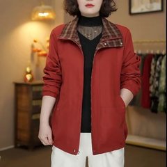 代発2025春の新作ファッションカラーカラー立襟洋気百合減齢婦人服ショートコート上着