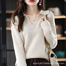 跨境货源-接订单-价格实在2024POLO领宽松打底衫针织衫毛衣女