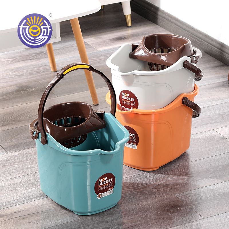 Mop Bucket Plastic Thickened Mop Bucket with Wheels Lazy Hand Press Dehydration Bucket Large Mop Bucket Dehydration Basket