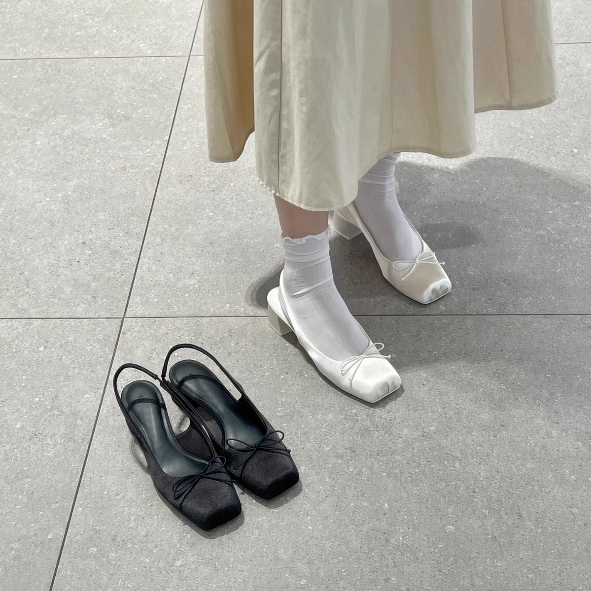 Temperament Satin Bow Round Toe Baotou Back Sandals Women's 2025 Spring Gentle Elastic Band High Heel Shoes