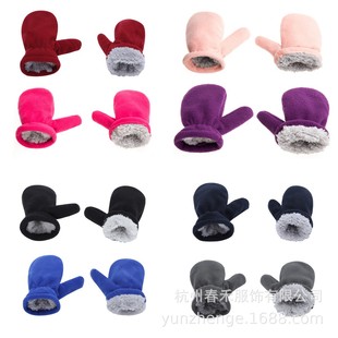 Amazon cross-border strength factory polar fleece comfortable cotton gloves double-layer thermal gloves children's finger bag cover