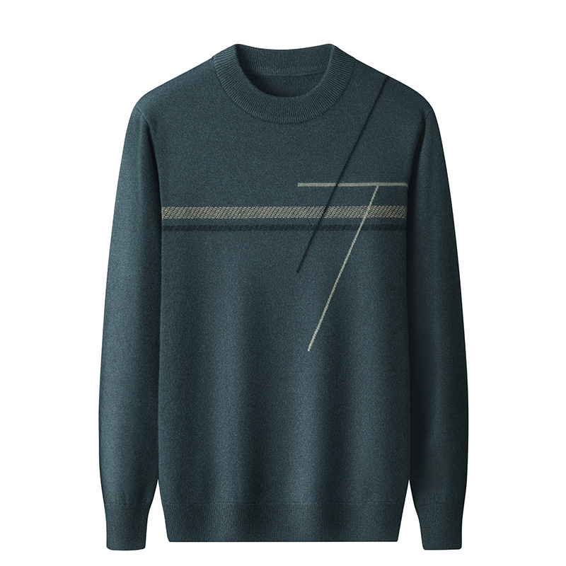 남자 스웨터 12 핀 두꺼운 400G 100 양 양모 크루 넥 긴 소매 풀오버 니트베이스 셔츠 아빠 팩