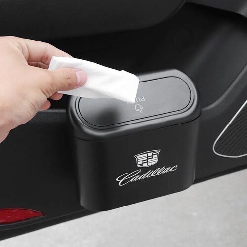 Car trash can with hanging door storage bucket, multi-function rear seat storage, waste bag, car interior supplies