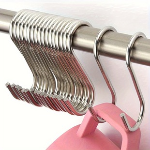 20Pcs Stainless Steel S-Shaped Hooks Solid Non-Magnetic Multifunctional S Hooks for Hanging Sausages and Cured Meats Kitchen Wardrobe Hooks