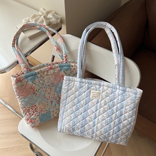 [Suxi Cloth Bag] New Fresh Retro Small Floral Quilted Cotton Large Tote Bag Women's Mummy Bag Large Capacity