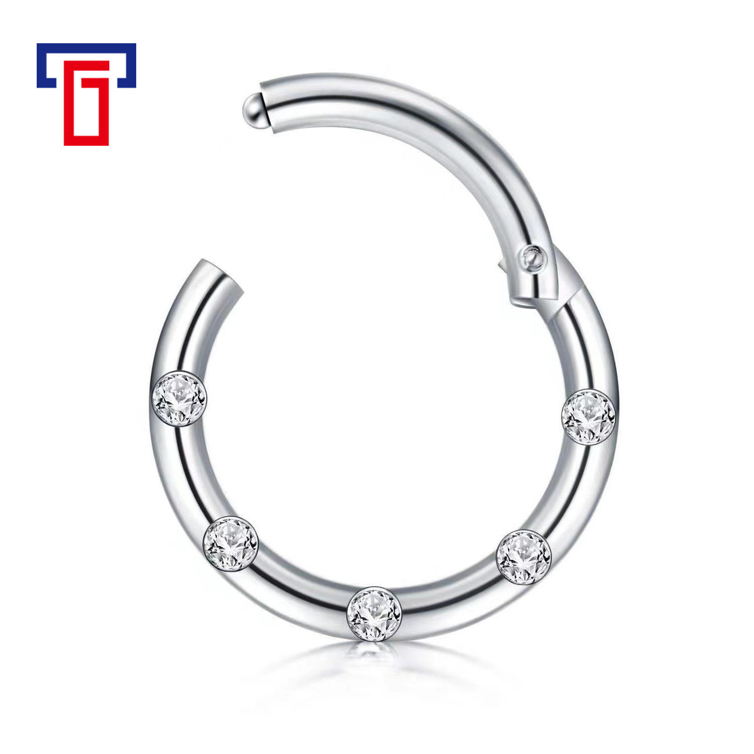 G23 Titanium Alloy CZ Nose Ring Stud 5 Earrings Piercing Ear Bone Stud Closure detail image 14