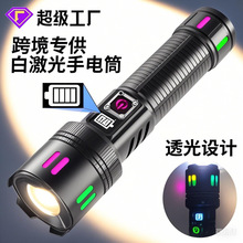 新款跨境便攜應急手電強光爆亮充電戶外遠射激光巡邏戰術手電筒