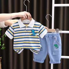 男の子夏半袖スーツ 2025 新しいベビー子供服ハンサムな男の子の夏カジュアルツーピーストレンド服