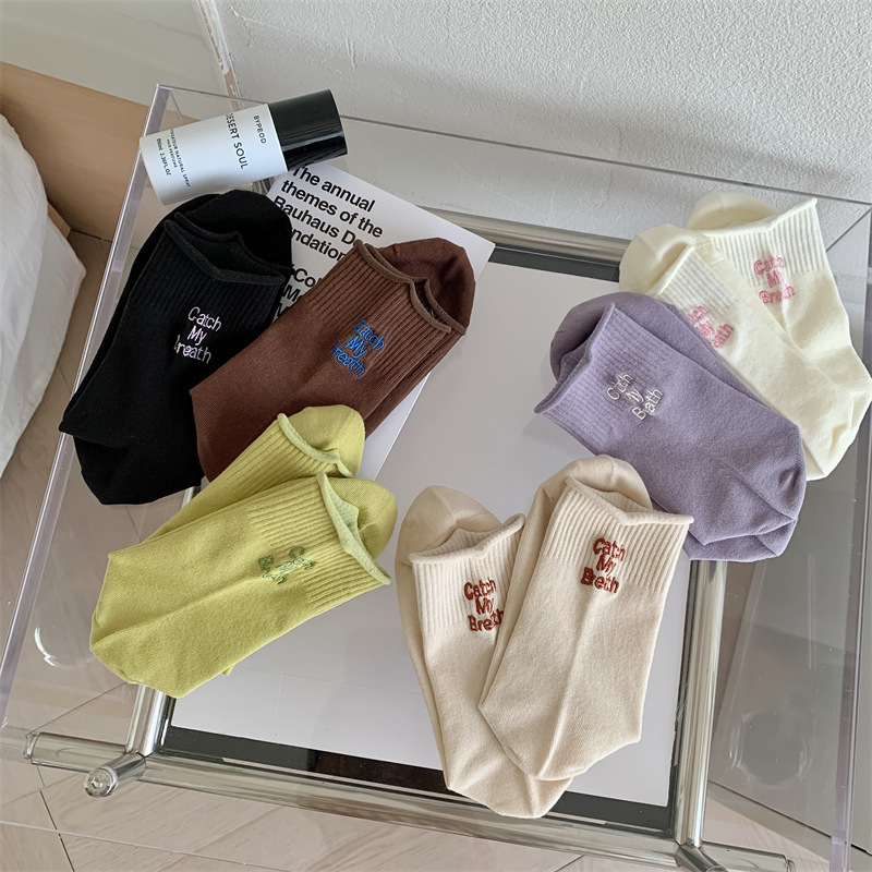 2023 autumn and winter New letter woolen embroidered cotton Women's Mid-calf socks curling women's socks