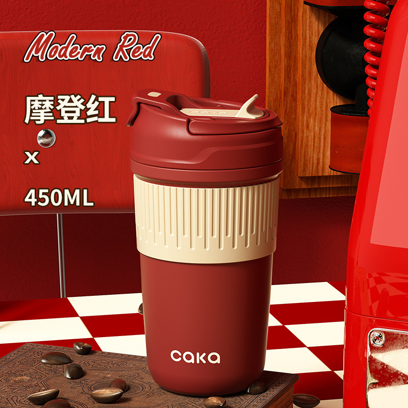 caka保温カップ ポータブル ダブルドリンク 保温保冷 コーヒーカップ クリスタル磁器保温カップ 316コーヒーカップ 高品質|undefined