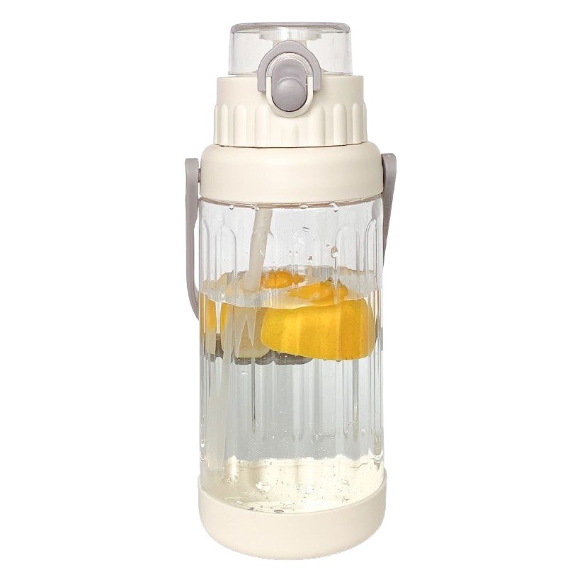 Simple gran capacidad de plástico transparente paja taza de agua estudiantes masculinos y femeninos portátil deportes taza de espacio portátil hervidor de agua 2L