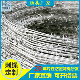 定制镀锌单双丝刺绳正反拧铁丝网绳隔离防护热铁丝网刺绳冷拔钢丝