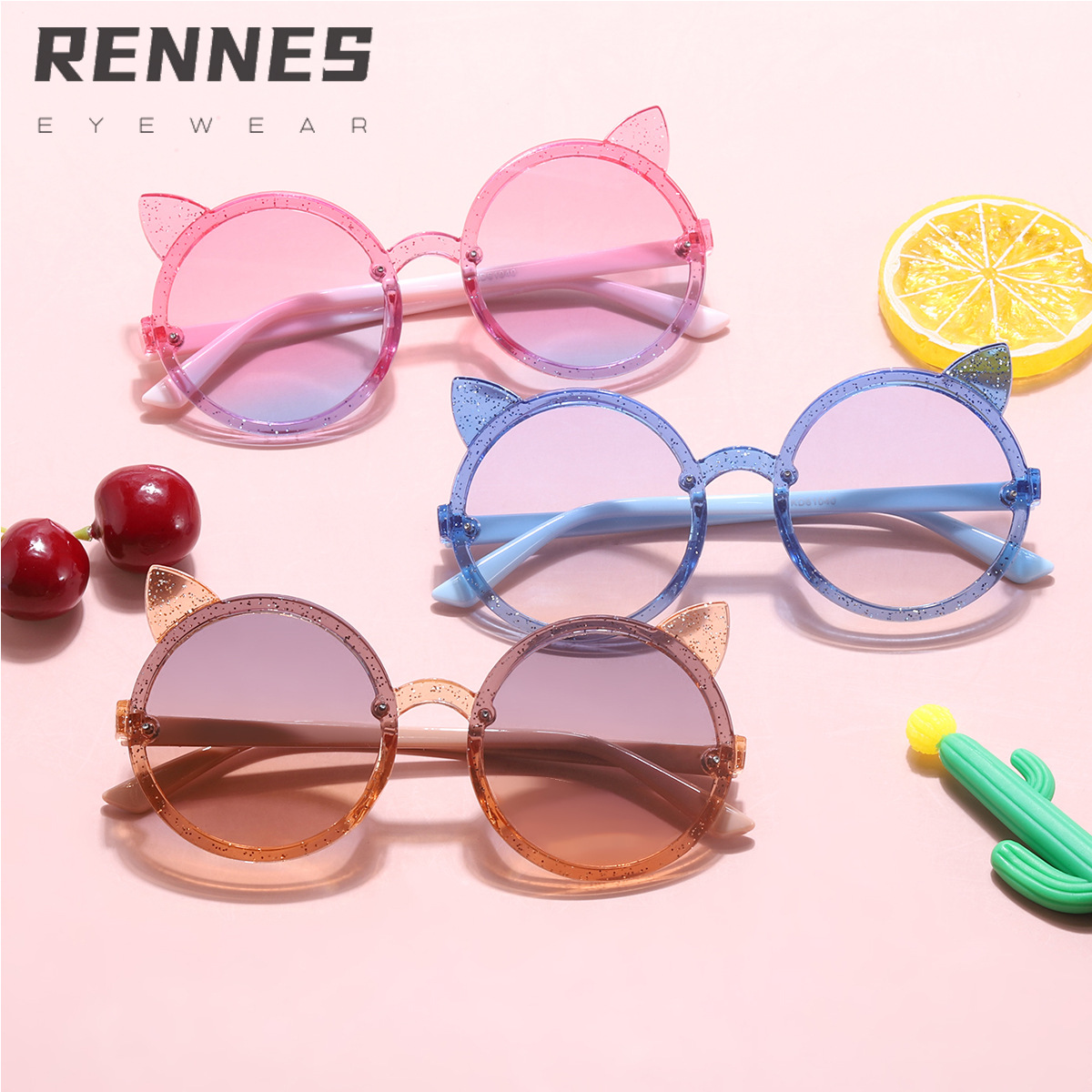 2022 nueva moda gafas de sol para niños color jalea Marina gafas de sol para niñas marco redondo orejas pequeñas gafas de bebé