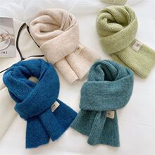 高级感含羊毛韩版针织围巾女冬季2024新款百搭保暖毛线护颈小围脖