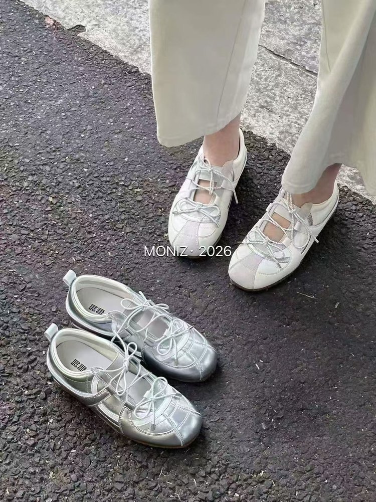 5cm Height Increasing Sweet Girl German Training Women Genuine Leather Korean Style Sports Ballet Mary Jane Silver_vogvips.com