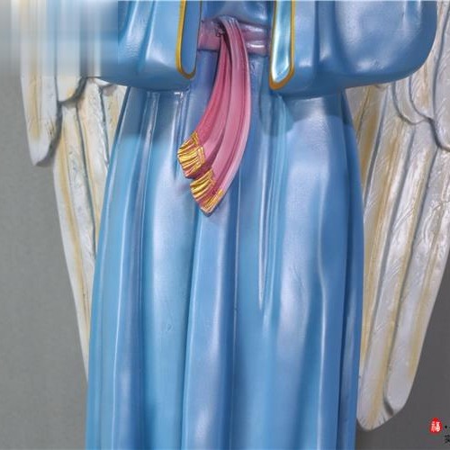 Ángel de 100cm mano corna adornos de estatuas de vidrio de fibra de vidrio de la iglesia de la casa decoración de figuras