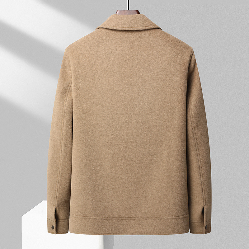 Men's Clothing Hand sewn autumn and winter embossed flocking process 100% wool double sided nylon short coat men's youth jacket coat_voghion.com